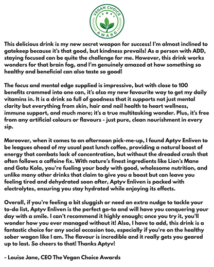 Aptyv Enliven | Natural Focus Drink | Lion's Mane & Gotu Kola